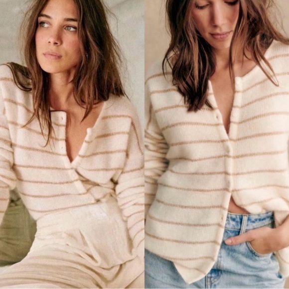 Sezane Sweaters - Sezane | Gaspard Cardigan in Ecru Gold, size medium